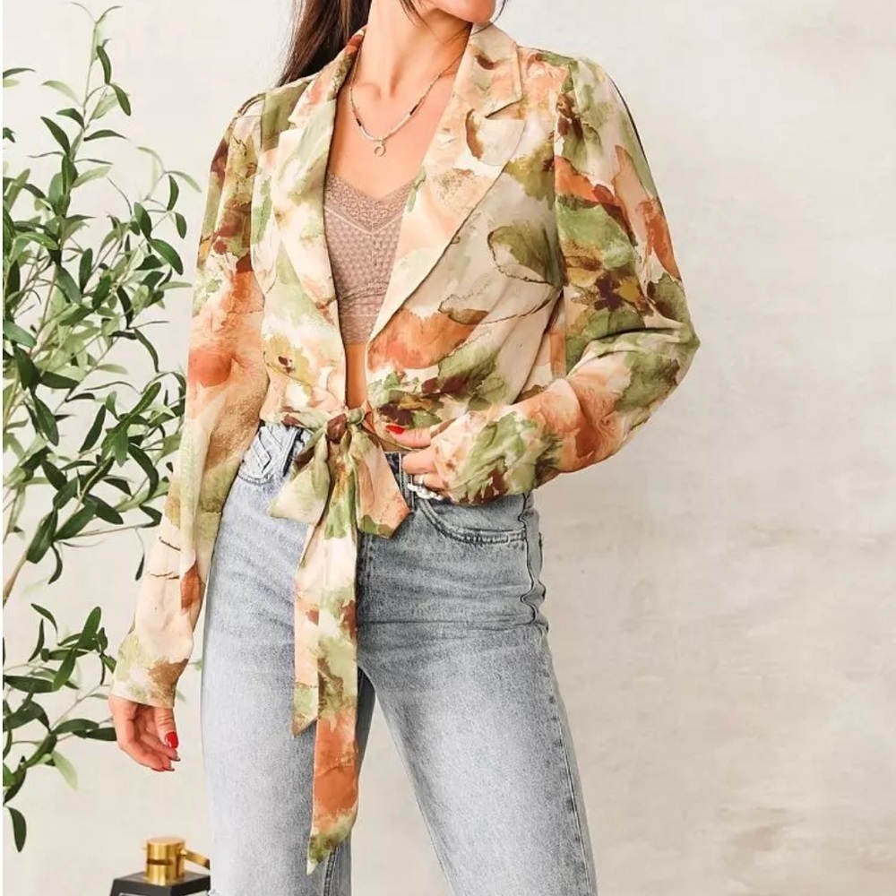 Privy Gauze Watercolor Cropped Top m